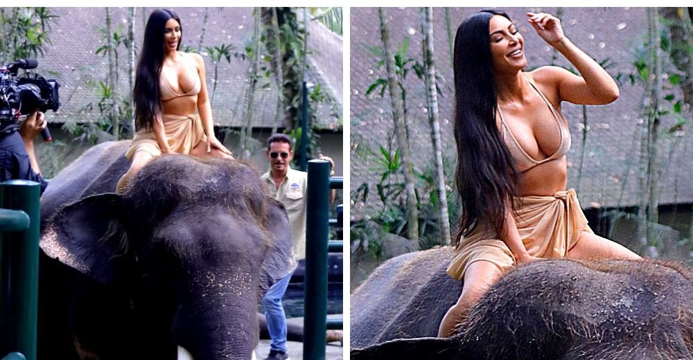 La triste historia detrás de las polémicas fotos de Kim Kardashian montando en elefante